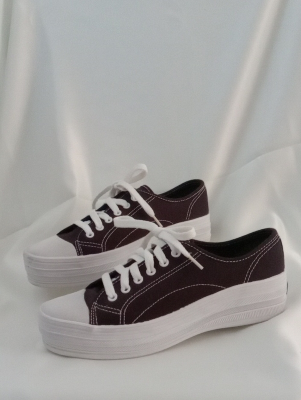 Keds Low-Top Platform Sneakers in Plum and White